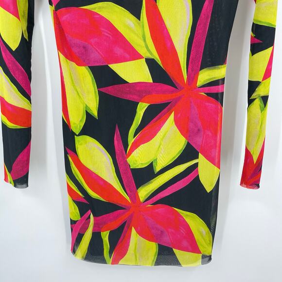 Louisa Ballou | Helios Double Layer Mesh Dress in Electric Pink Flower M - Picture 9 of 12
